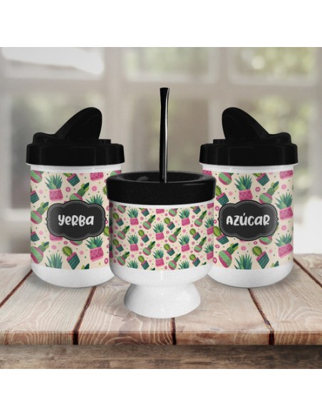 868266-MLA48007747581_102021,Set De Mate, Mate, Bombilla, Yerbero,azucarero-frida -cactus