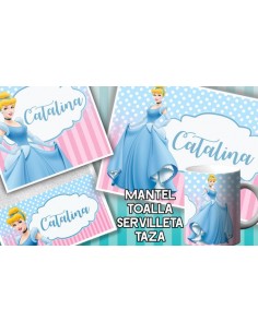 709180-MLA53877969291_022023,Set De Jardin - Cenicienta - Taza - Toalla - Mantel