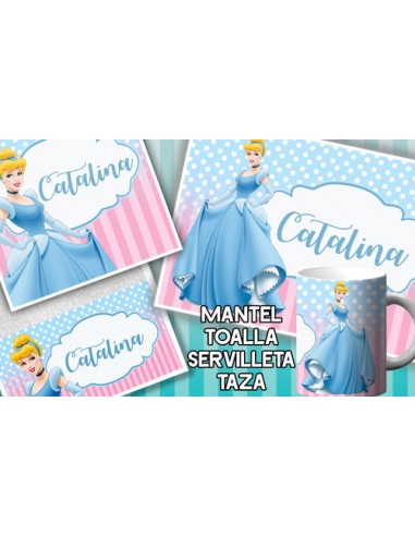 709180-MLA53877969291_022023,Set De Jardin - Cenicienta - Taza - Toalla - Mantel