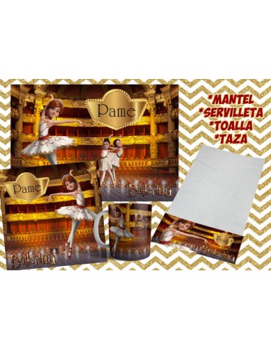 912149-MLA53877182344_022023,Set De Jardin - Bailarina - Toalla - Taza - Servilleta - Man