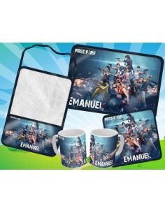 987128-MLA54006008194_022023,Set De Jardin - Freefire - Toalla - Taza - Servilleta 