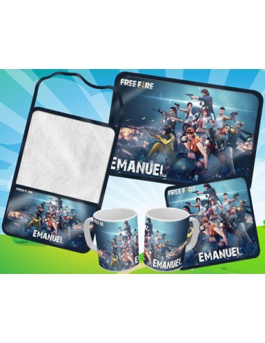 987128-MLA54006008194_022023,Set De Jardin - Freefire - Toalla - Taza - Servilleta 