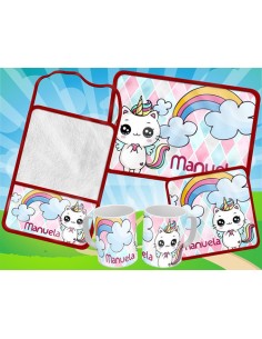 828360-MLA54006017694_022023,Set De Jardin - Gato Unicornio - Toalla - Taza - Servilleta