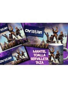 873477-MLA54005959329_022023,Set De Jardin - Fortnite - Toalla - Taza - Servilleta 