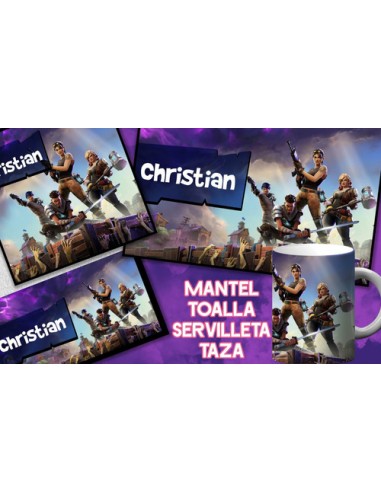 873477-MLA54005959329_022023,Set De Jardin - Fortnite - Toalla - Taza - Servilleta 