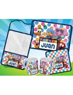 621876-MLA54290421516_032023,Set De Jardin - Pocoyo - Taza - Toalla - Mantel - Servilleta