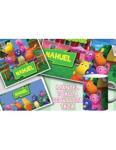 607774-MLA53877200170_022023,Set De Jardin - Backyadigans - Toalla - Taza - Servilleta 