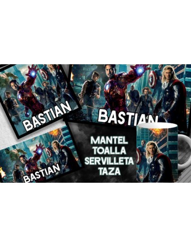 971585-MLA53876733877_022023,Set De Jardin - Avengers - Toalla - Taza - Servilleta - Indi