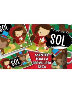 945466-MLA53877846076_022023,Set De Jardin - Caperucita Roja - Toalla - Taza - Servilleta