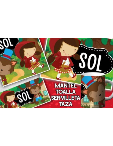 945466-MLA53877846076_022023,Set De Jardin - Caperucita Roja - Toalla - Taza - Servilleta
