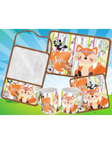 694453-MLA53876523903_022023,Set De Jardin - Animalitos Nordicos - Toalla - Taza - Servil