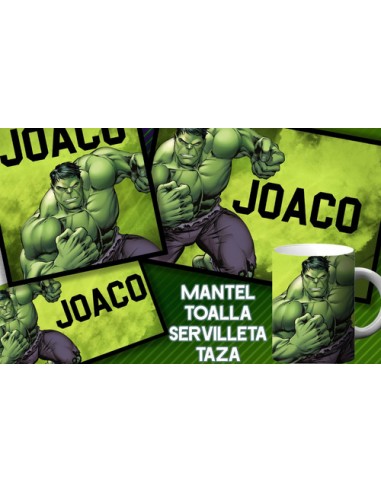 674248-MLA54006455632_022023,Set De Jardin - Increible Hulk - Toalla - Taza - Servilleta