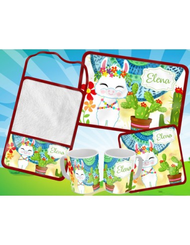 779745-MLA54006539999_022023,Set De Jardin - Llama - Toalla - Taza - Servilleta