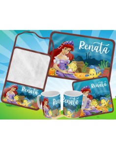 633806-MLA54006478942_022023,Set De Jardin - La Sirenita - Toalla - Taza - Servilleta