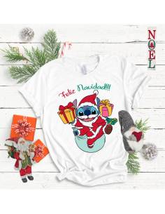Remera mujer - Stich - Navidad