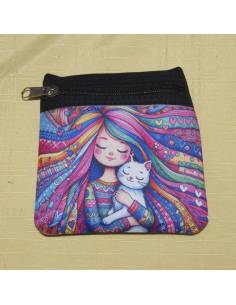Monedero - Chica con gatito