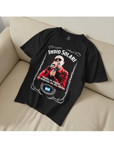 Remera algodon - Negra - Indio solari